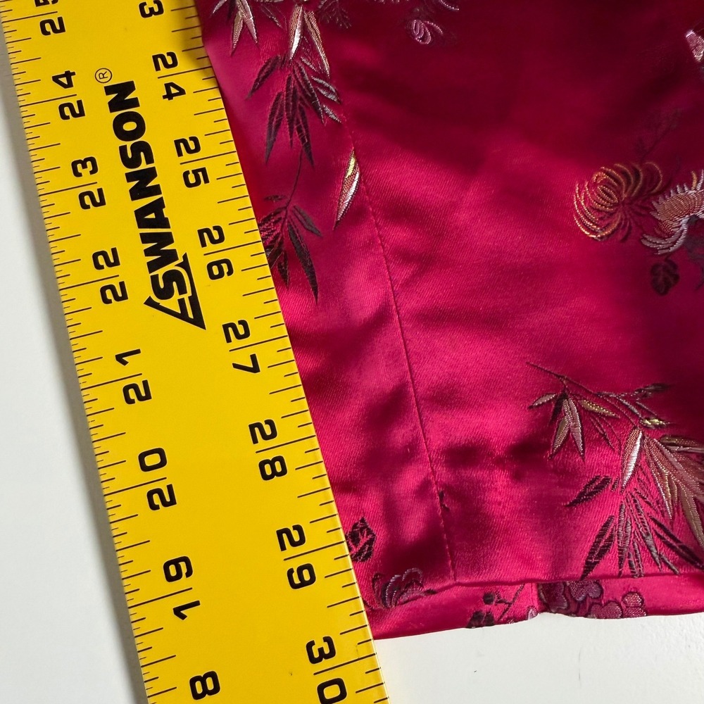 Vintage Cache Fuchsia Pink Chinoiserie Floral Satin Jacquard Pants Size 6 USA - Picture 11 of 12